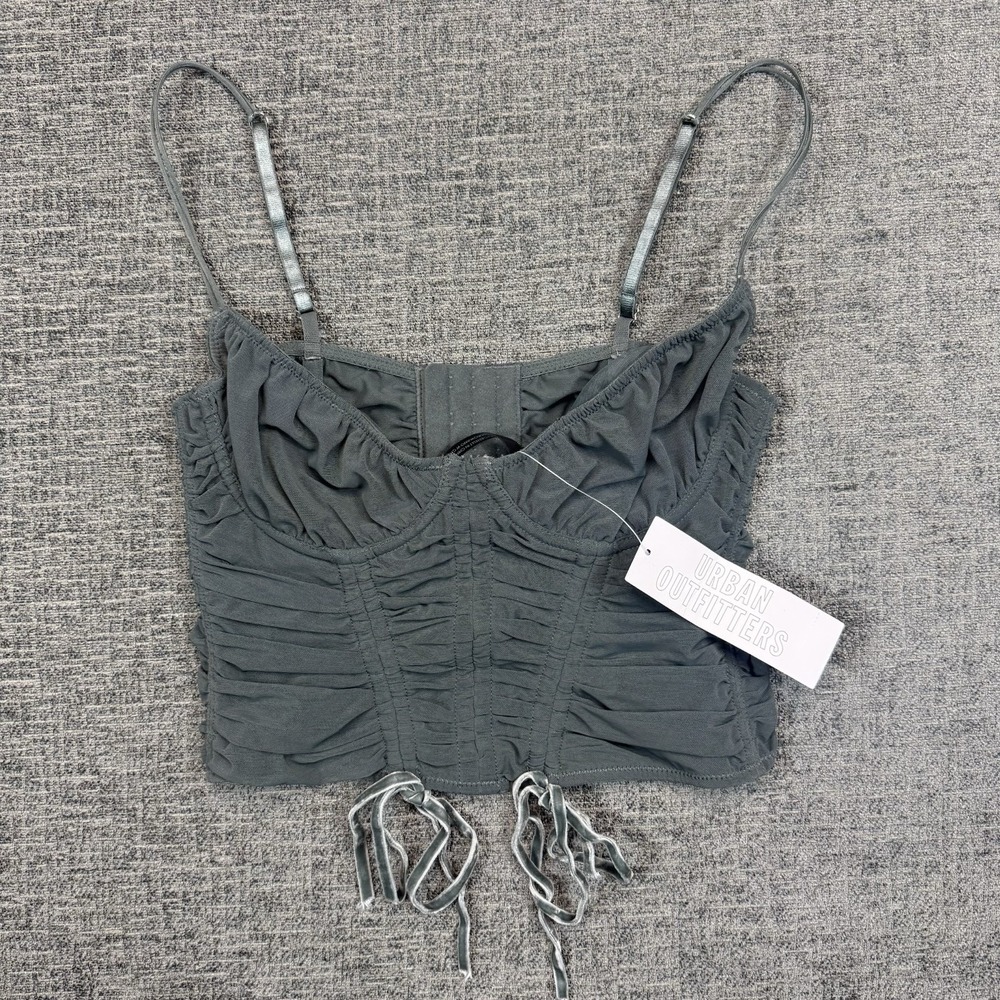 Urban Outfitters Corset Top Cropped Green Women's Small Mesh Spaghetti Strap NWT